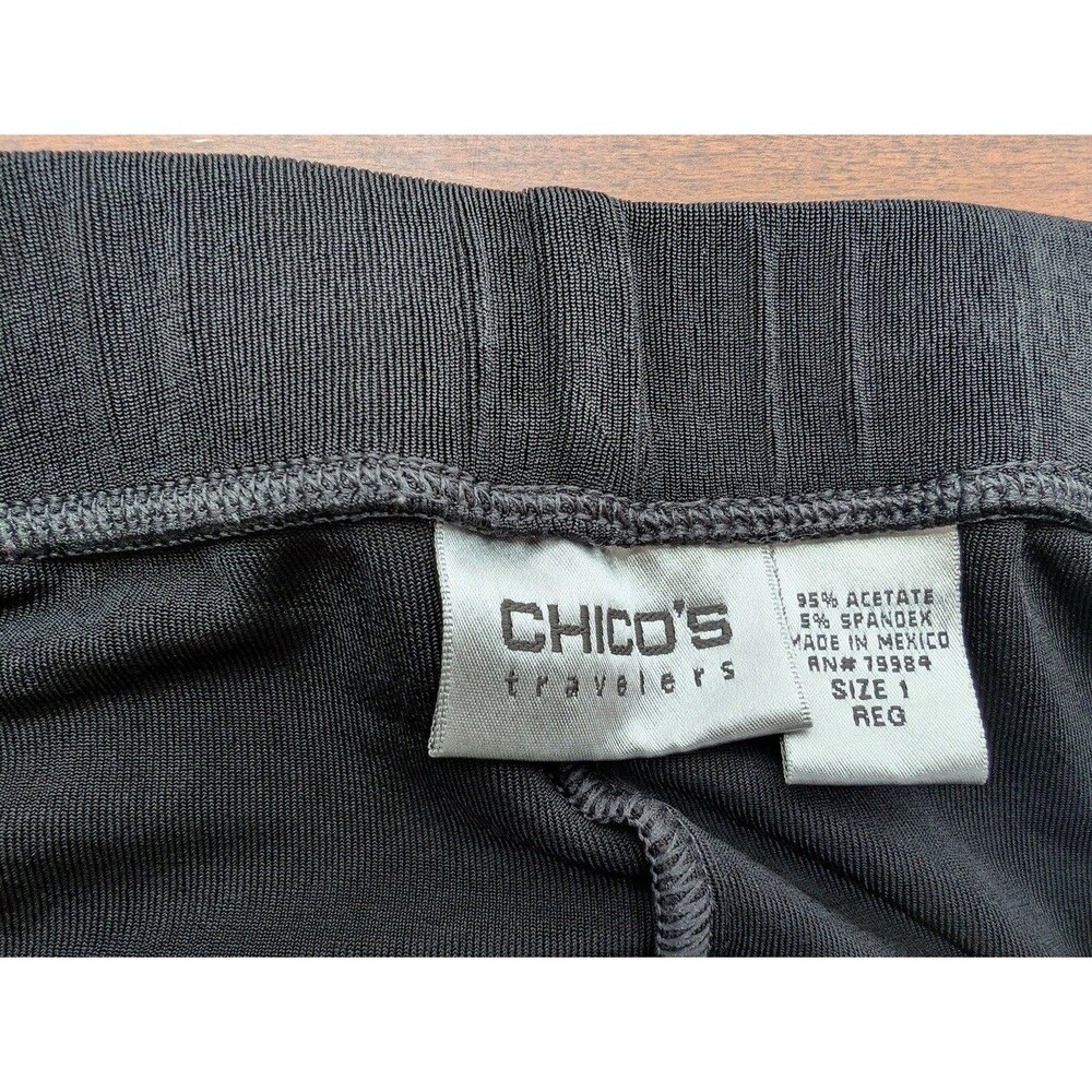 Travelers By CHICO'S Women's Slinky Knit Pull On Pants Sz 1/8-10 Black Ankle - Picture 3 of 3